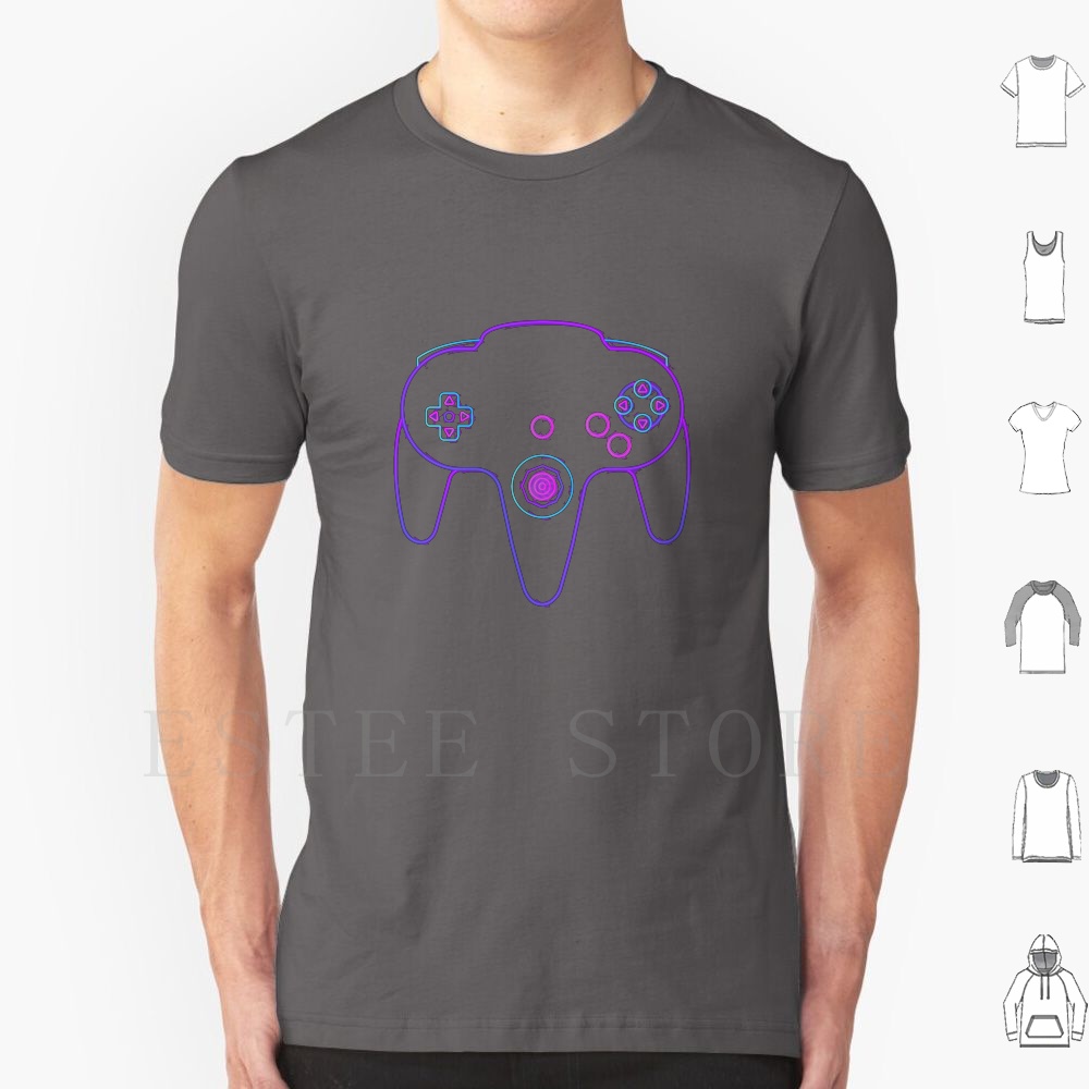 Gaming Console Retro - Neon Controller N64 T Shirt Men