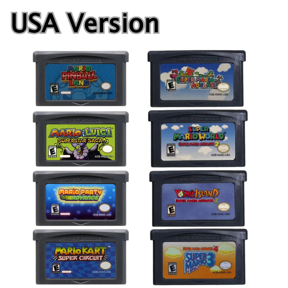 USA/EUR 32 Bit GBA Game Cartri - مراجعة Gaming Console Mario وسعره