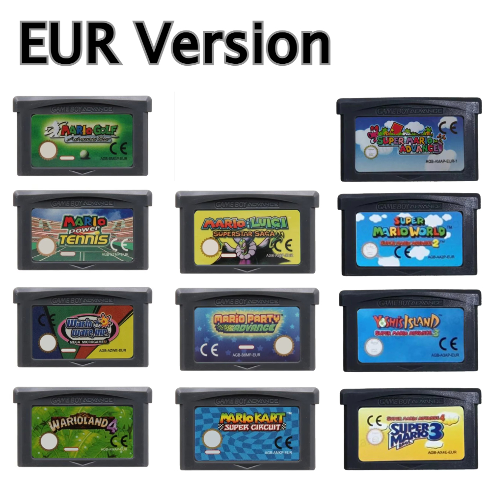 USA/EUR 32 Bit GBA Game Cartri - مراجعة Gaming Console Mario وسعره