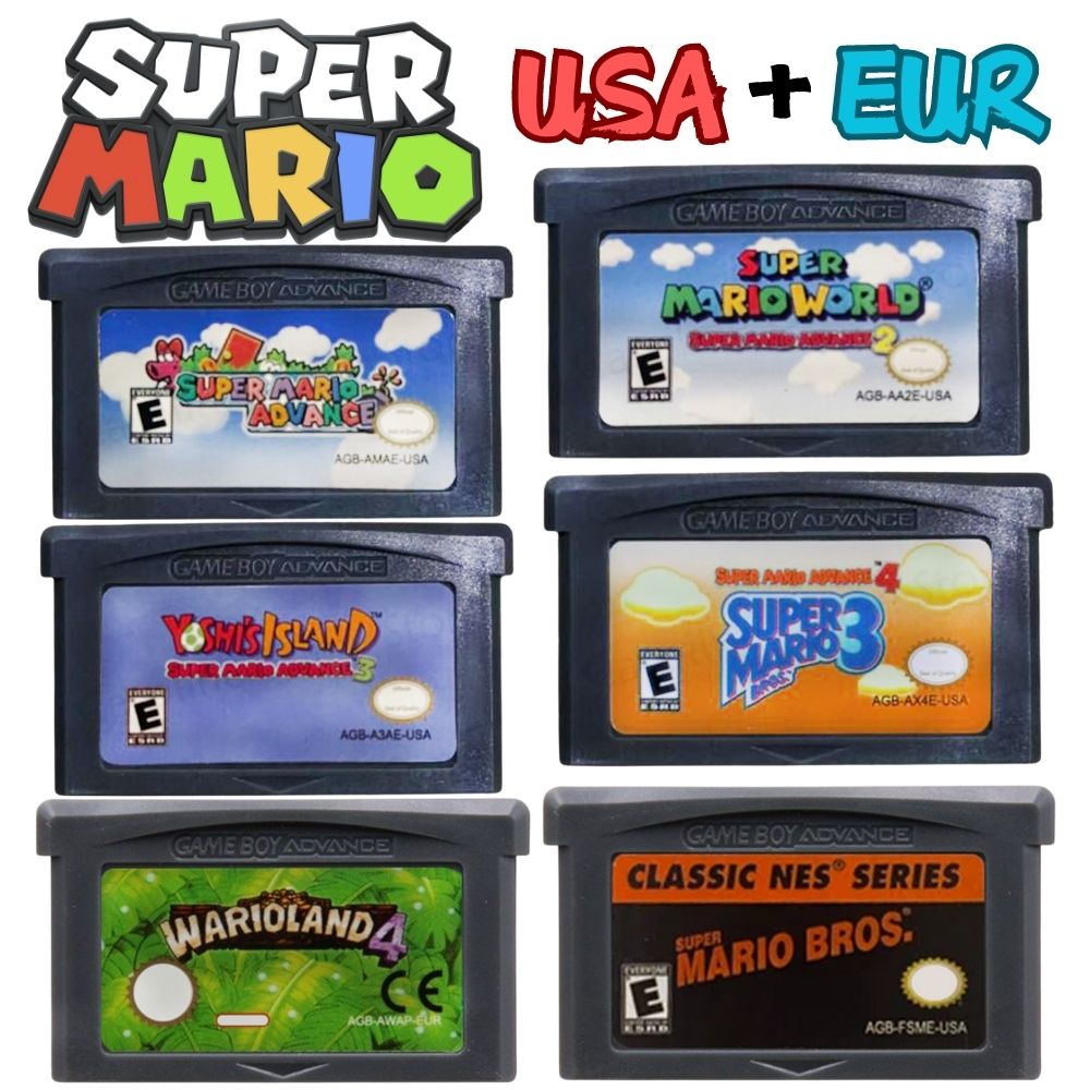 Mario GBA Games cards EUR USA  - مراجعة Gaming Console Mario وسعره